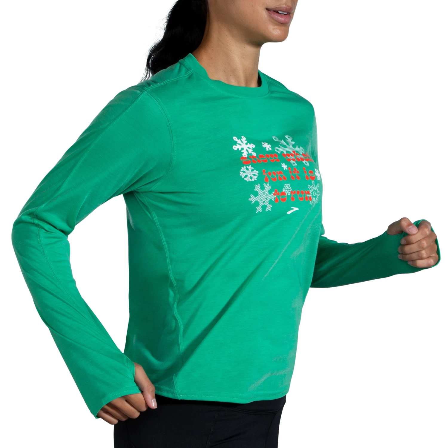 Brooks Women's Run Merry Distance Long Sleeve - Green/Run Merry (221563377) 5 Brooks Women's Run Merry Distance Long Sleeve - Green/Run Merry (221563377) - Image 3