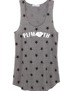 Women's Plimoth Racerback Stars And Stripes Tank - Gray (PLI-AA1927P-EGS)